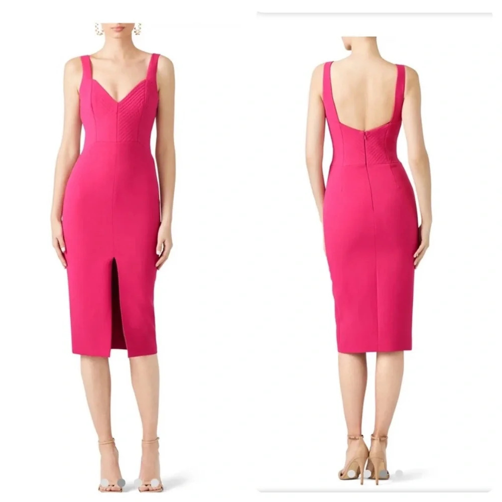 Nicholas Arielle Quilted Midi Slit Dress Pink Size 6